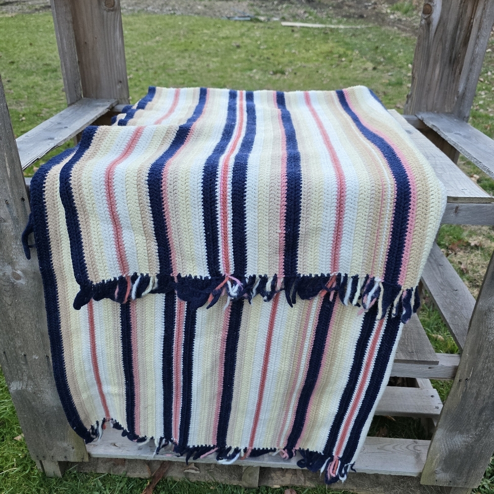 Striped Multicolor Throw Blanket Granny Core